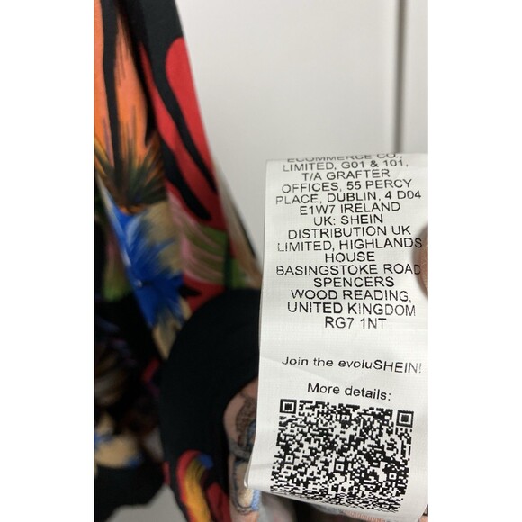 Shein Cute Tropical Sleeveless Short  Dress Black Floral Size Medium - Picture 4 of 7